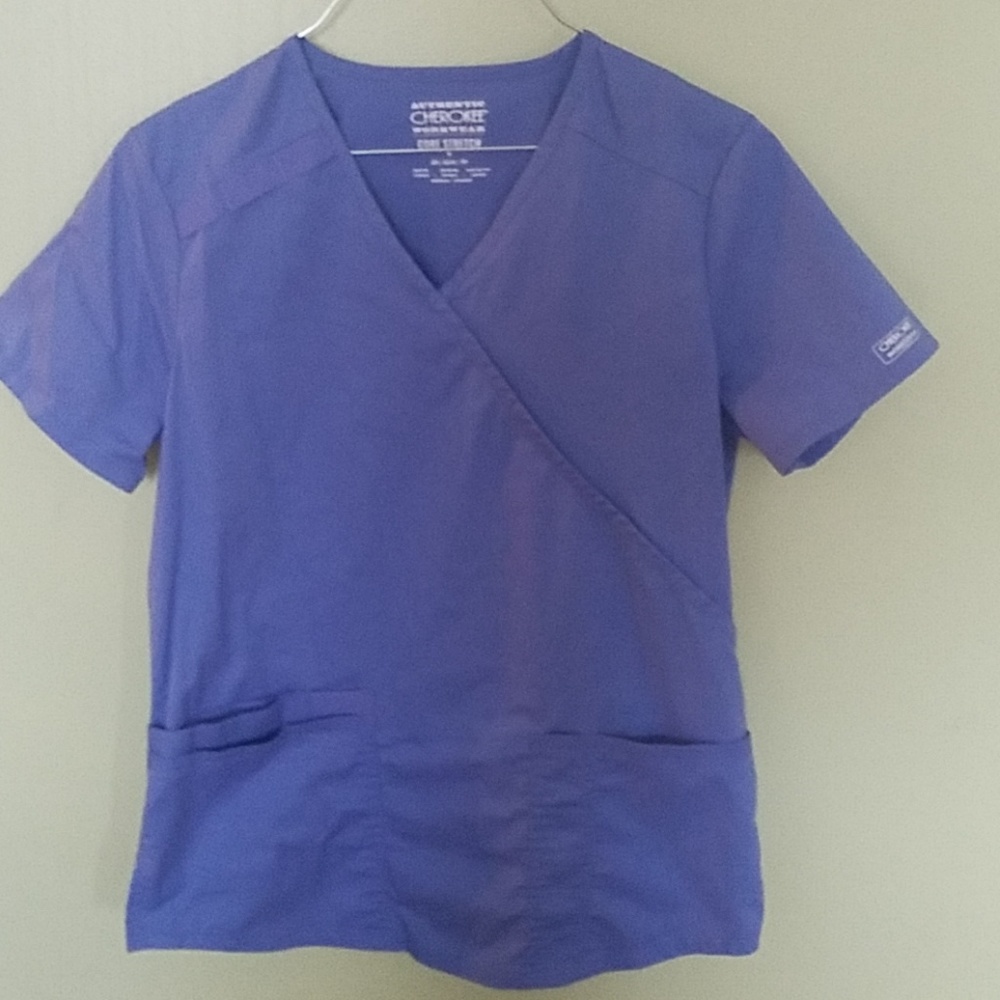 Cherokee light blue scrub/uniform top XS